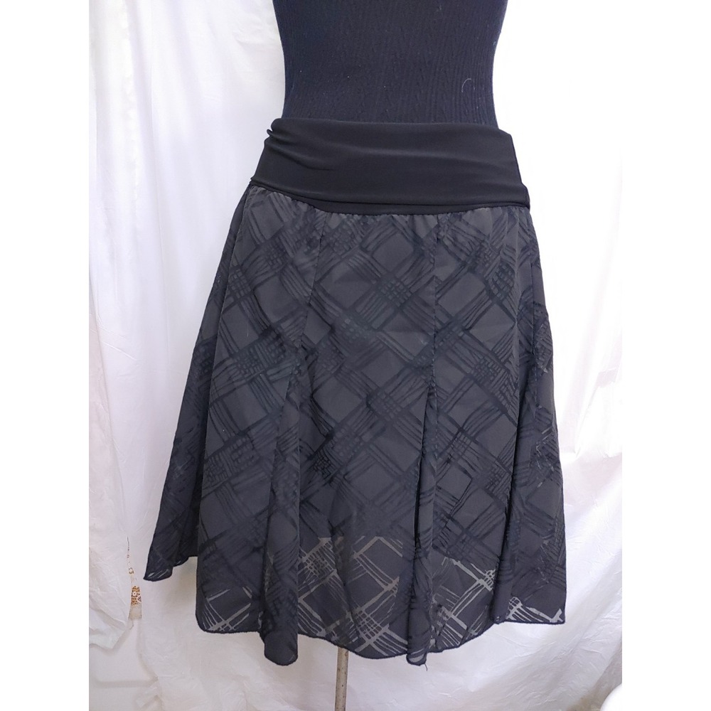 Women's Maurices Black Wide Waist Lined Flowy Comfort Midi‎ Skirt Size 0